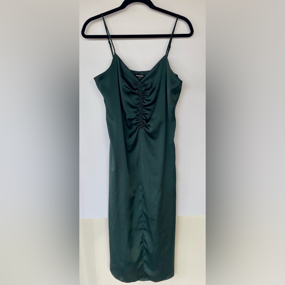 VTG Y2K EXPRESS Midi Emerald Spaghetti Strap Slip Dress Sexy Retro 90s Size M